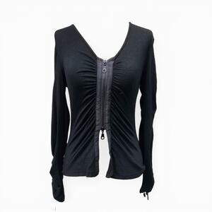 Euro Subversive Top Black Long-Sleeved Alt Grunge - Size Small